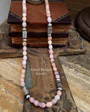 Schaef Designs Long Pink Peruvian Opal & Sterling Silver Tube Bead Necklace| Arizona