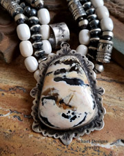 Schaef Designs LARGE Pink Tiffany Stone & Stamped Sterling Silver Southwestern Pendant | Arizona