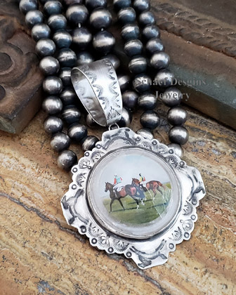 Schaef Designs Polo Bridle Rosette & Sterling Silver Pendant | New Mexico 