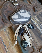 Schaef Designs Pottery Shard Antler Deer Skin & Sterling Silver Pendant | Arizona