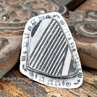 Schaef Designs Black & White Pottery Shard Pendant | New Mexico 