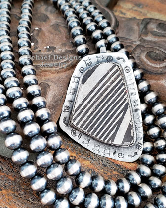 Schaef Designs Black & White Pottery Shard Pendant | New Mexico 
