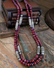  Schaef Designs Purple & Red Sterling Silver Tube Bead Necklace Set | New Mexico