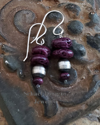 Schaef Designs Purple Spiny & Sterling Silver Navajo Pearl Southwestern Bead Wire Earrings | Arizona 