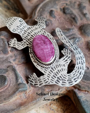 Vintage Albert Cleveland Purple Spiny Oyster Shell & Sterling Silver Lizard Pin | Schaef Designs | Arizona