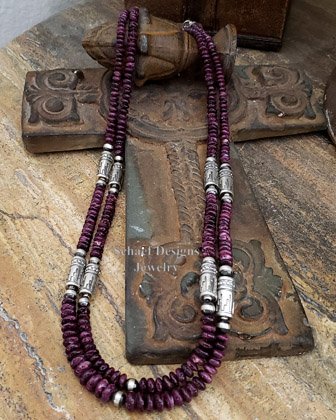 Schaef Designs Purple Spiny Oyster & Sterling Silver Tube Bead Southwestern Necklace | Arizona 