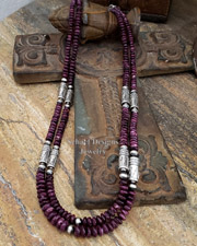 Schaef Designs Purple Spiny Oyster Shell & Sterling Silver Tube Bead Necklace Set | Arizona