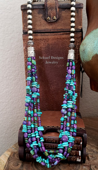  Schaef Designs Purple Turquoise Amethyst Turquoise Nugget & Sterling Silver Southwestern Necklace | Arizona