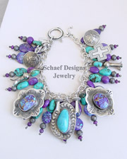  Schaef Designs Purple Turquoise, Turquoise & Sterling Silver Southwestern Charm Bracelet| New Mexico
