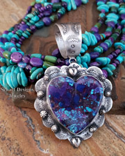  Schaef Designs Purple Turquoise Large Southwestern Heart Pendant | New Mexico