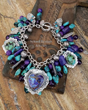 Purple Turquoise Amethyst Turquoise & Sterling Silver Southwestern Charm Bracelet | Arizona