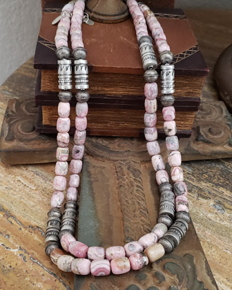 Schaef Designs Rhodochrosite & Sterling Silver Southwestern Basics Tube Bead Necklace Set | Arizona