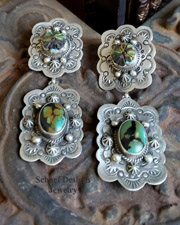Schaef Designs Turquoise & Amber Sterling Silver LARGE POST Earrings | Arizona 