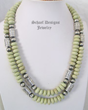 Schaef Designs Southwestern Basics Serpentine & Sterling Silver Tube Bead Necklaces | New Mexico