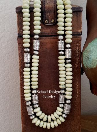 Schaef Designs Serpentine & sterling silver tube bead Southwestern basics necklace set | Arizona