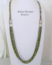 Schaef Designs Green Serpentine & Sterling Silver Long Multi Strand Southwestern Basics Necklace | New Mexico