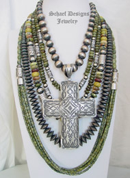 Schaef Designs serpentine, green garnet & sterling silver Necklace Pairings | New Mexico