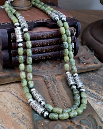Schaef Designs Serpentine & Sterling Silver Southwestern Basics Tube Bead Necklace Set | Arizona 