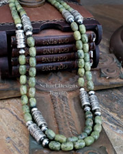   Schaef Designs Serpentine & Sterling Silver Tube Bead Necklace Set | Arizona