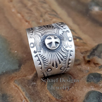 Schaef Designs Sterling Silver Cross Cigar Band Ring | Arizona 