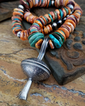 Old Coin Jewelry Squash Blossom Silver Dollar Pendant Southwestern Jewelry | Arizona 