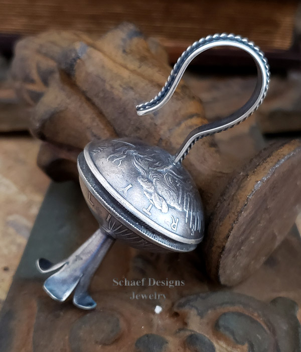 Old Coin Silver Dollar Squash Blossom Pendant w Hook | Arizona