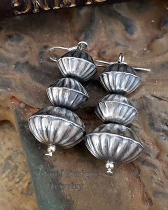 Native American sterling silver fluted bead wire earrings | Schaef Designs Southwestern turquoise Jewelry | Arizona 