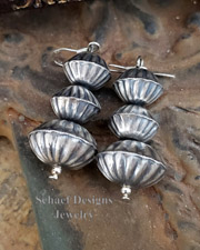 Native American sterling silver fluted bead wire earrings | Arizona