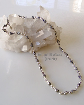 Schaef Designs silver rosette chain & sterling silver dog tag cross pendant | New Mexico 