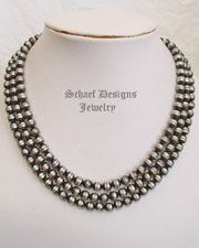 Schaef Designs Small Tres Platos Sterling Silver 3 Strand Bench Bead Necklace | New Mexico