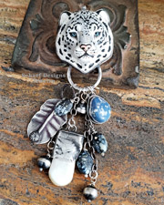 Schaef Designs Cobalt Blue Lapis & Stamped Sterling Silver Southwestern Heart Pendant | New Mexico