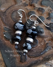  Schaef Designs Snowflake Obsidian & Sterling Silver Bench Bead Wire Earrings  | Arizona 