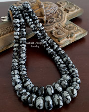  Schaef Designs Graduated Snowflake Obsidian & Sterling Silver Necklace | New Mexico 