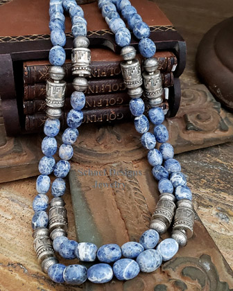 Schaef Designs Sodalite Barrel Beads & sterling silver Southwestern basics necklace set | Arizona