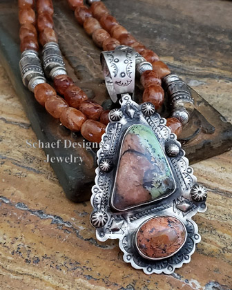  Schaef Designs Sonoran Sunrise Mexican opal & stamped sterling silver Southwestern Pendant | Arizona 