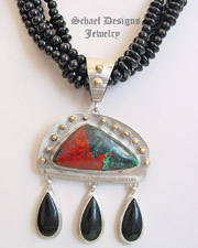  Schaef Designs Sonoran Sunrise Black Onyx & Sterling Silver Pendant |New Mexico 