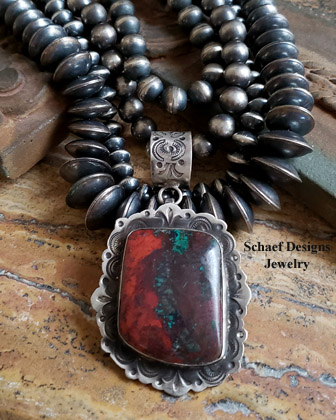  Schaef Designs Sonoran Sunrise & Hand Stamped Sterling Silver Southwestern Pendant | New Mexico 