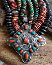 Schaef Designs Turquoise Spiny Oyster & Sterling Silver Charm Bracelet | New Mexico