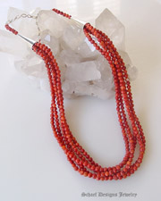  Schaef Designs Apple Sponge Coral Sterling silver 5 strand adjustable necklace | New Mexico 