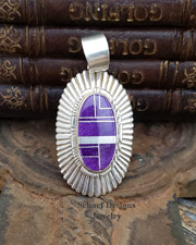 Melvin Francis signed RARE sugilite inlaid sterling silver pendant | Schaef Designs | New Mexico 