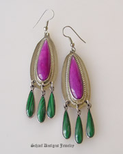 RARE high grade sugilite, malachite & sterling silver wire Earrings | Schaef Designs | New Mexico 