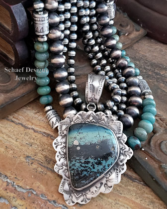 Schaef Designs chrysocolla quartz & sterling silver tube bead necklace set | Southwestern Basics Collection | Arizona 