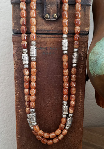  Schaef Designs Terra Cotta Gossular Garnet & Sterling Silver Southwestern Basics Tube Bead Necklace Set | New Mexico 