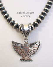  Vince Platero Thunderbird stamped sterling silver unisex pendanta | New Mexico