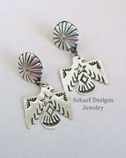 Vince Platero Sterling Silver Hand Stamped Thunderbird POST Earrings | New Mexico