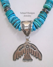  Vince Platero Thunderbird stamped sterling silver unisex pendanta | New Mexico