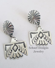 Vince Platero Sterling Silver Hand Stamped Thunderbird POST Earrings | New Mexico