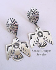 Vince Platero Sterling Silver Hand Stamped Thunderbird POST Earrings | New Mexico