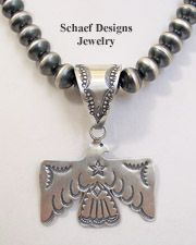  Vince Platero Thunderbird stamped sterling silver unisex pendanta | New Mexico