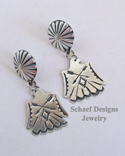 Vince Platero Sterling Silver Hand Stamped Thunderbird POST Earrings | New Mexico